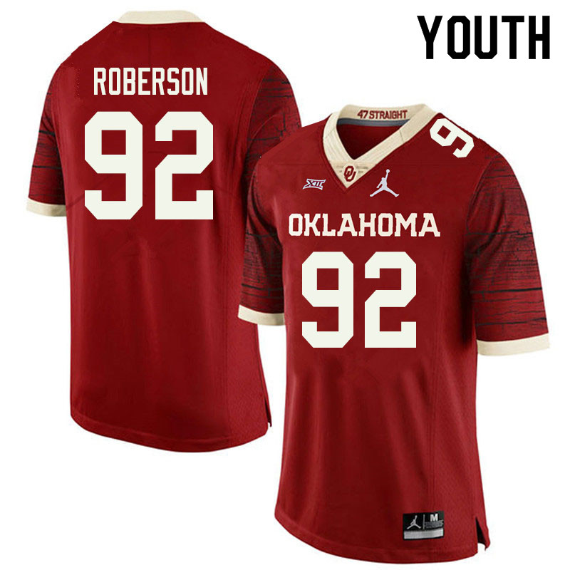 Jordan Brand Youth #92 Kori Roberson Oklahoma Sooners College Football Jerseys Sale-Retro